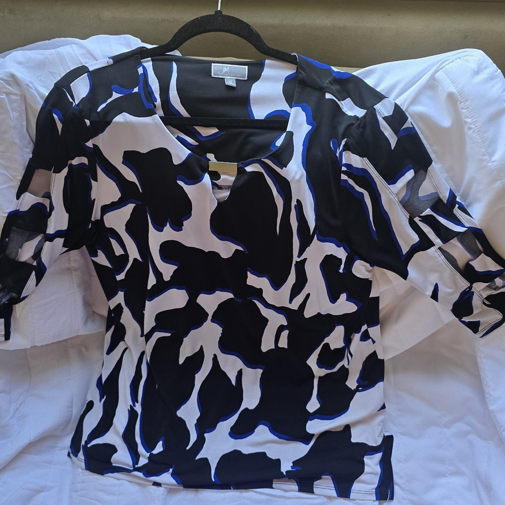 Abstract Black and Blue Women's Top